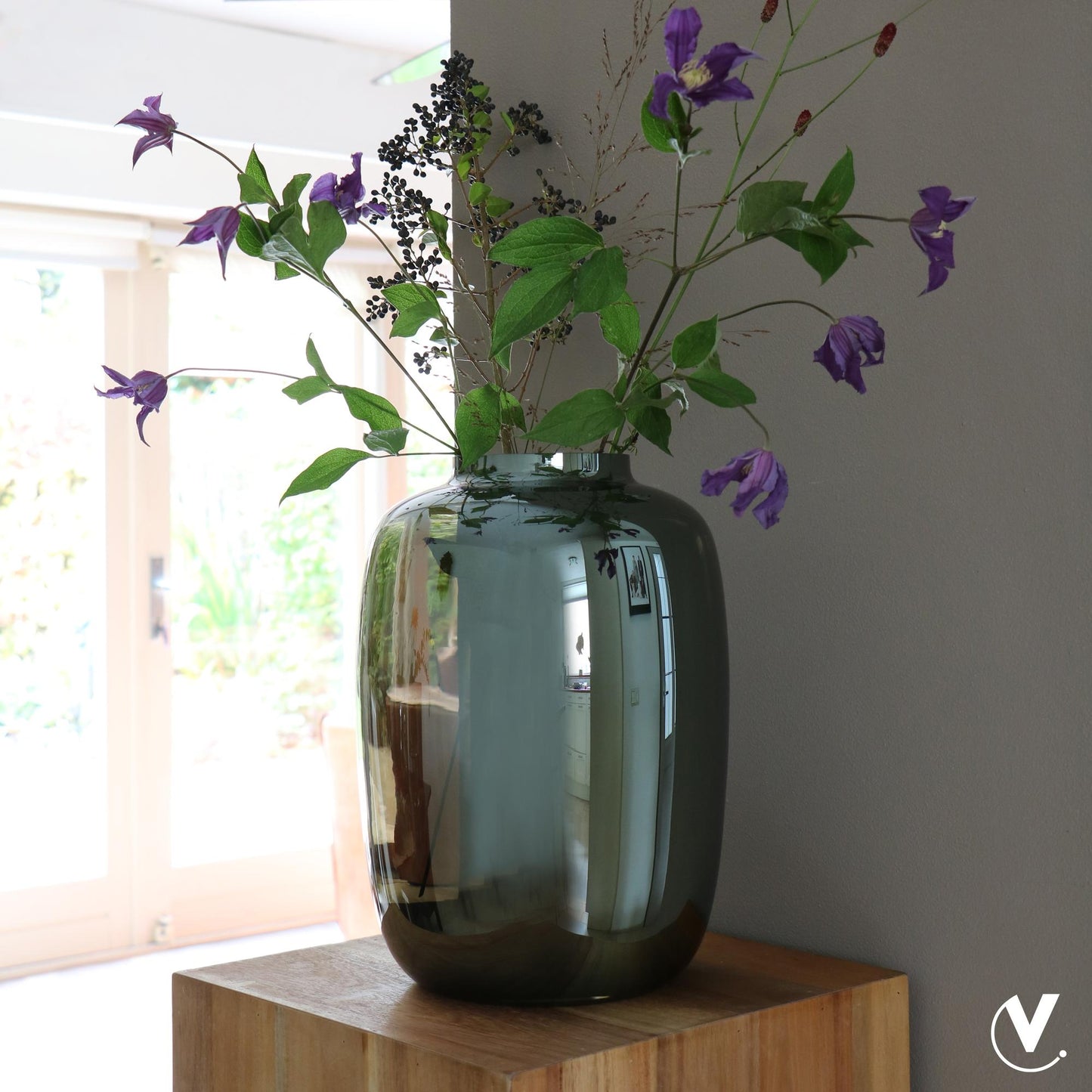 Spiegelglasvase M H35xW25cm – Artic Grey | Pflanzfix24.de - Pflanzfix24.de