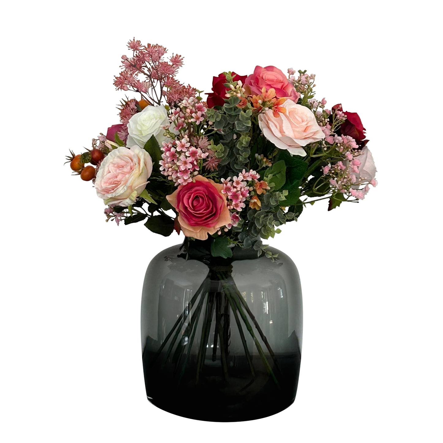Kunstblumenstrauß Flame Roses 45 cm | Pflanzfix24.de - Pflanzfix24.de