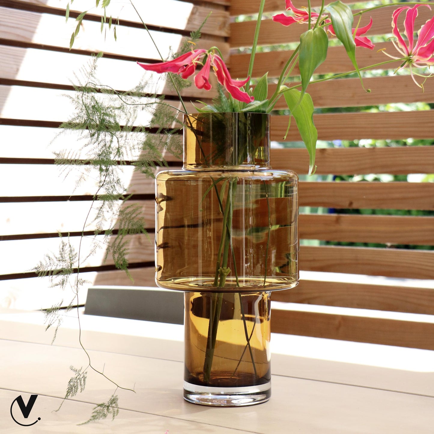 Glasvase Juba M Cognac 40 cm – Pflanzfix24.de - Pflanzfix24.de