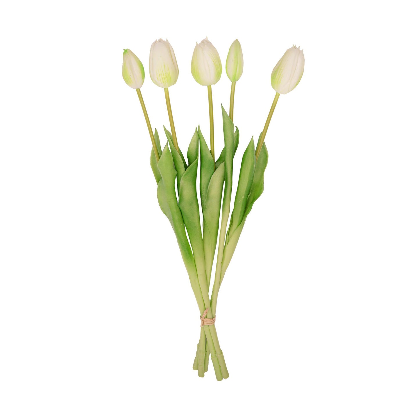 Kunst Tulpen Bouquet Weiß/Grün 5 Stück – Real Touch 42 cm | Pflanzfix24.de - Pflanzfix24.de