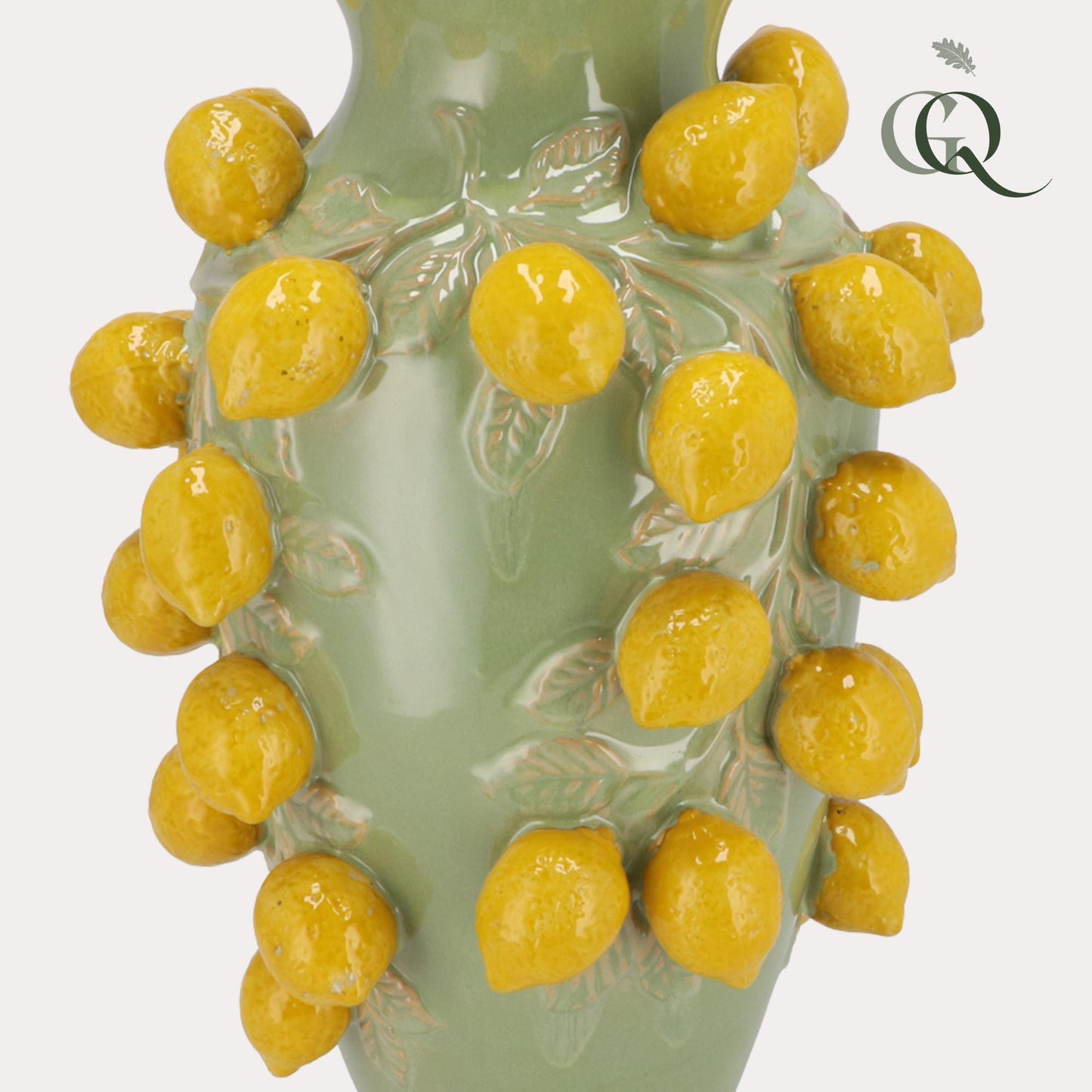Vaas steen M - H38 W24 - Pistache green- Lemon - Pflanzfix24