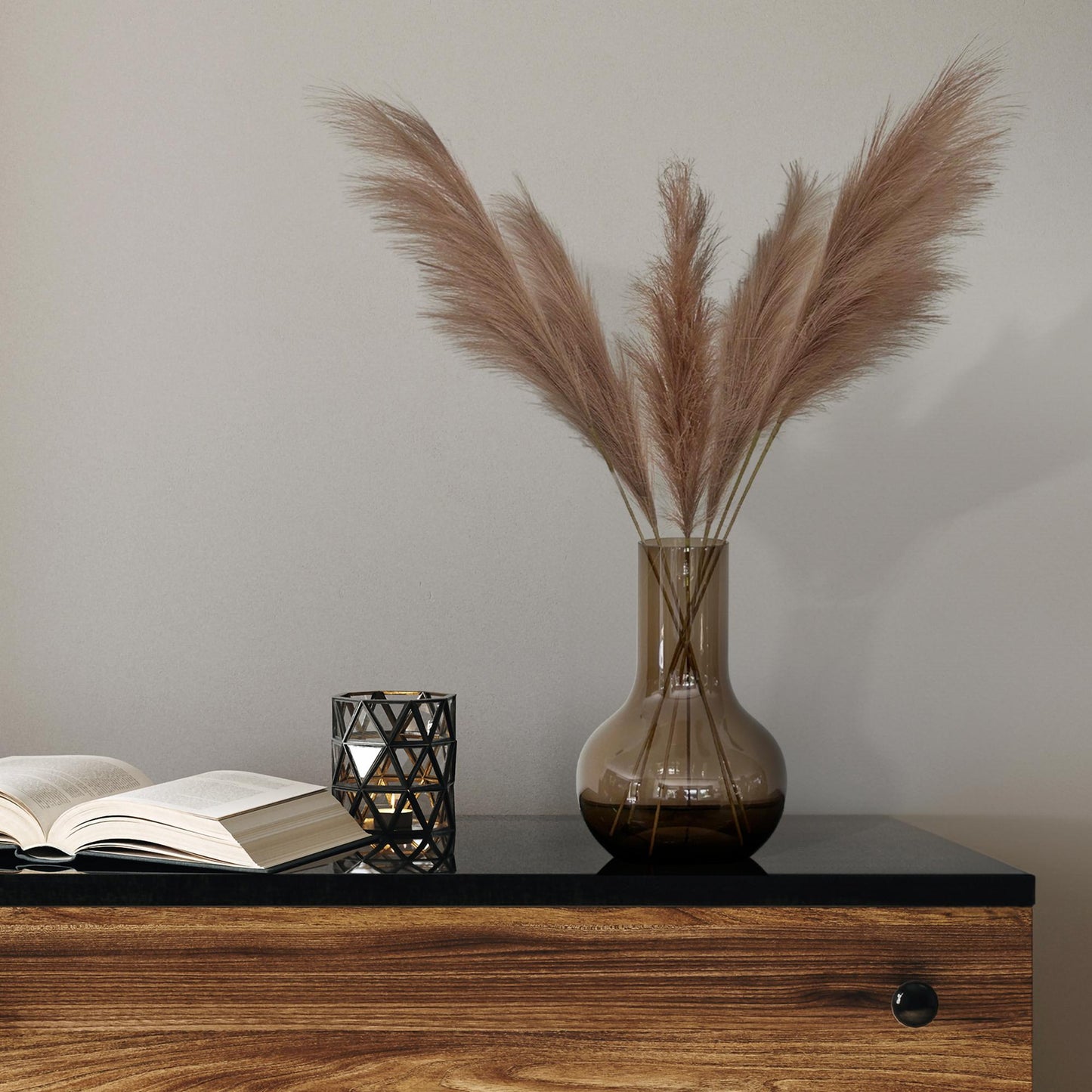 Pampas Pluimen Kunsttakken - Bruin - Set van 6 - 115cm - Pflanzfix24