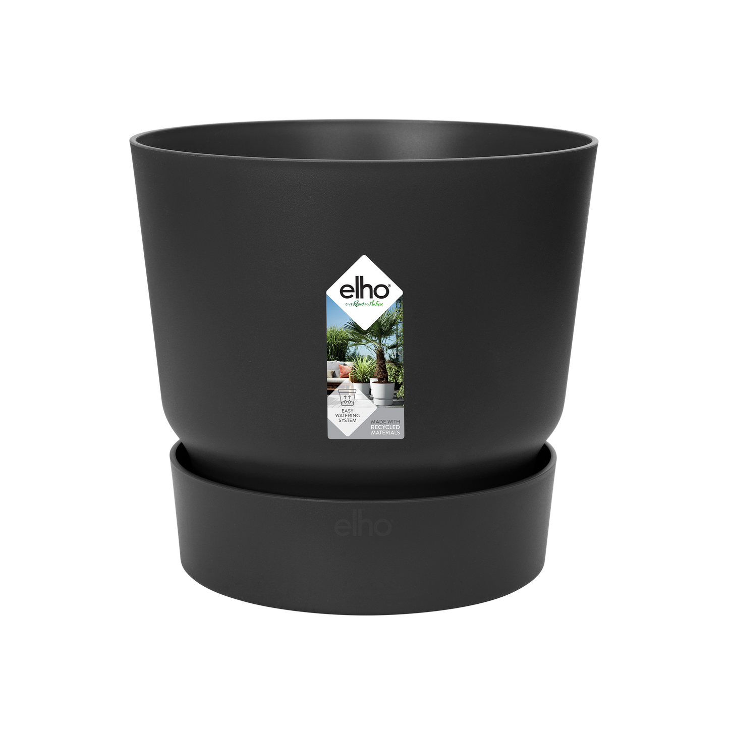 Blumentopf elho Greenville Round Schwarz – Ø24 x H23 cm | Pflanzfix24.de - Pflanzfix24.de