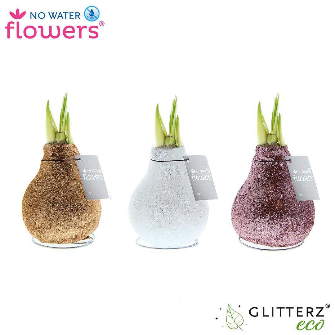 Pflanzfix24 No Water Flowers Glitterz Charm Mix - 3 Stücke - Ø7 cm - ↕15 cm