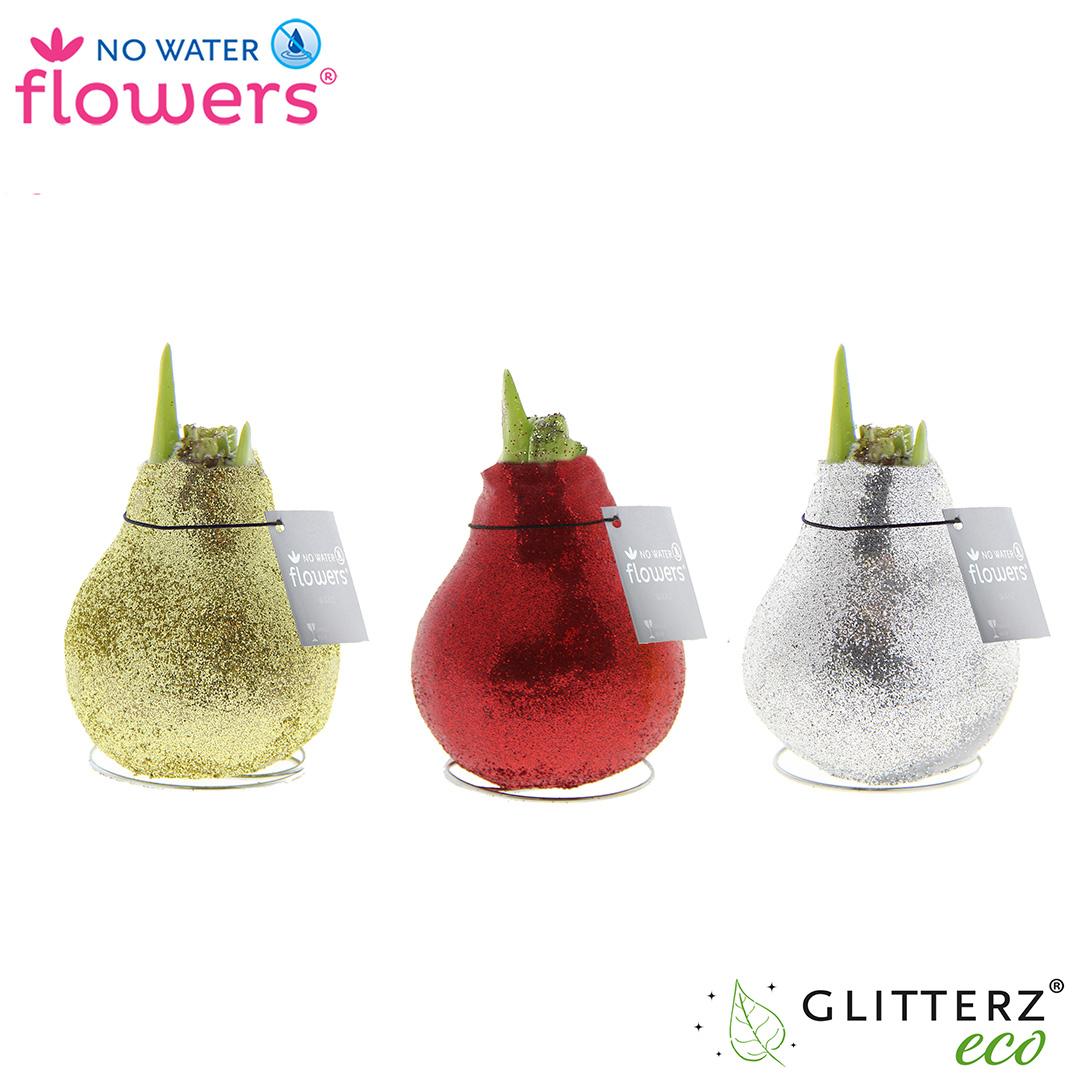 No Water Flowers Glitterz Goud / Rood / Zilver - 3 Stücke - Pflanzfix24