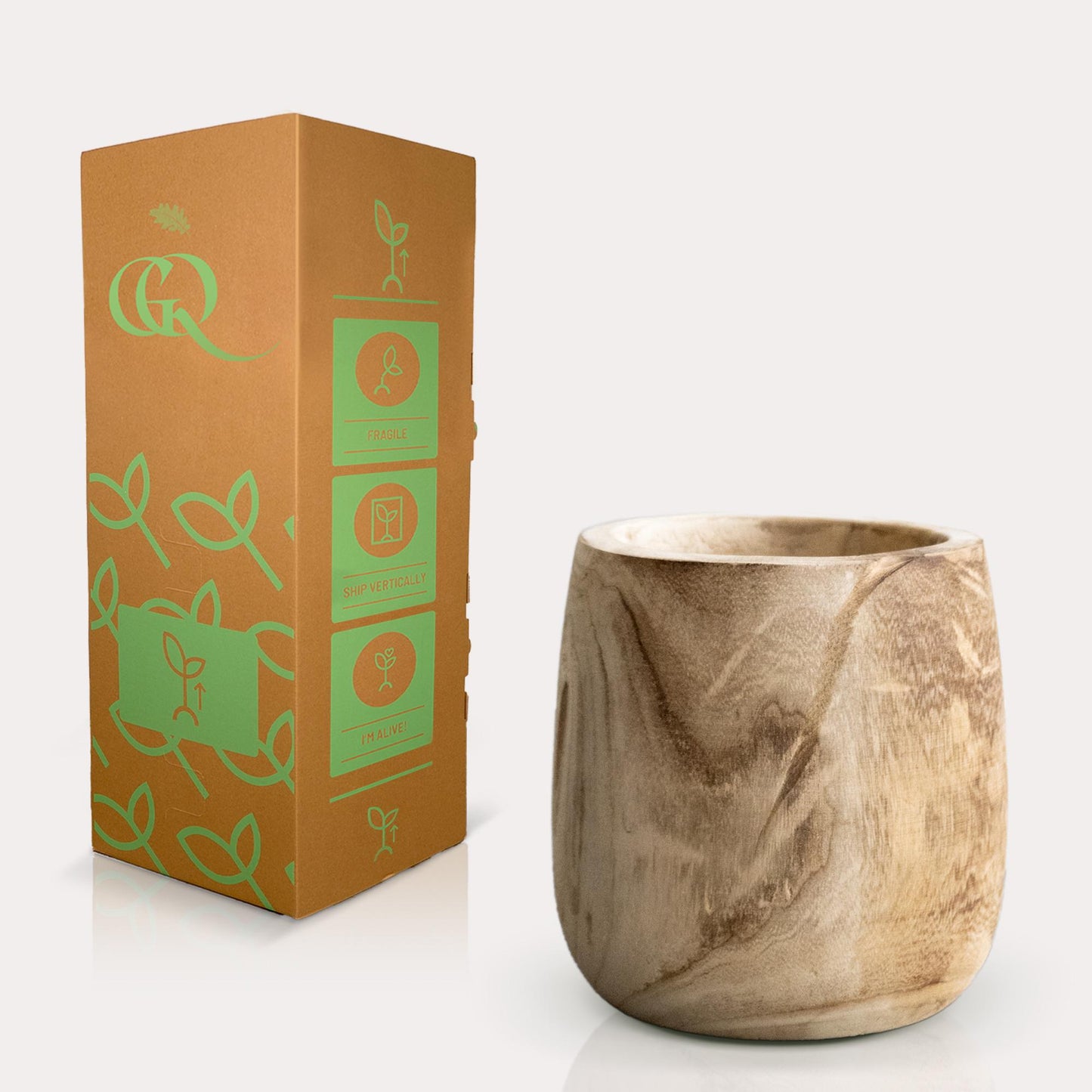 Blumentopf Holz Hellbraun Pia Blumentopf M H25 W23 - Pflanzfix24.de - Pflanzfix24.de
