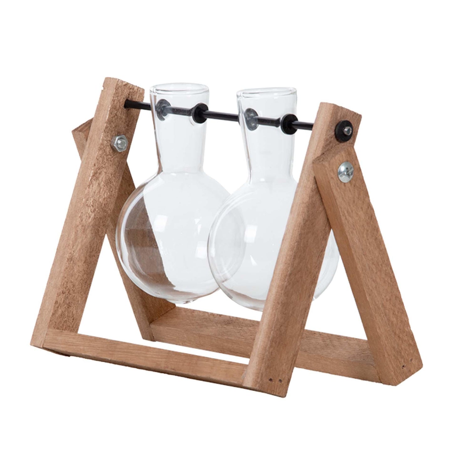 Cutting Stand - 2 glass vases - Hydroponic vase for cuttings - Wooden - Cultivation station - Pflanzfix24