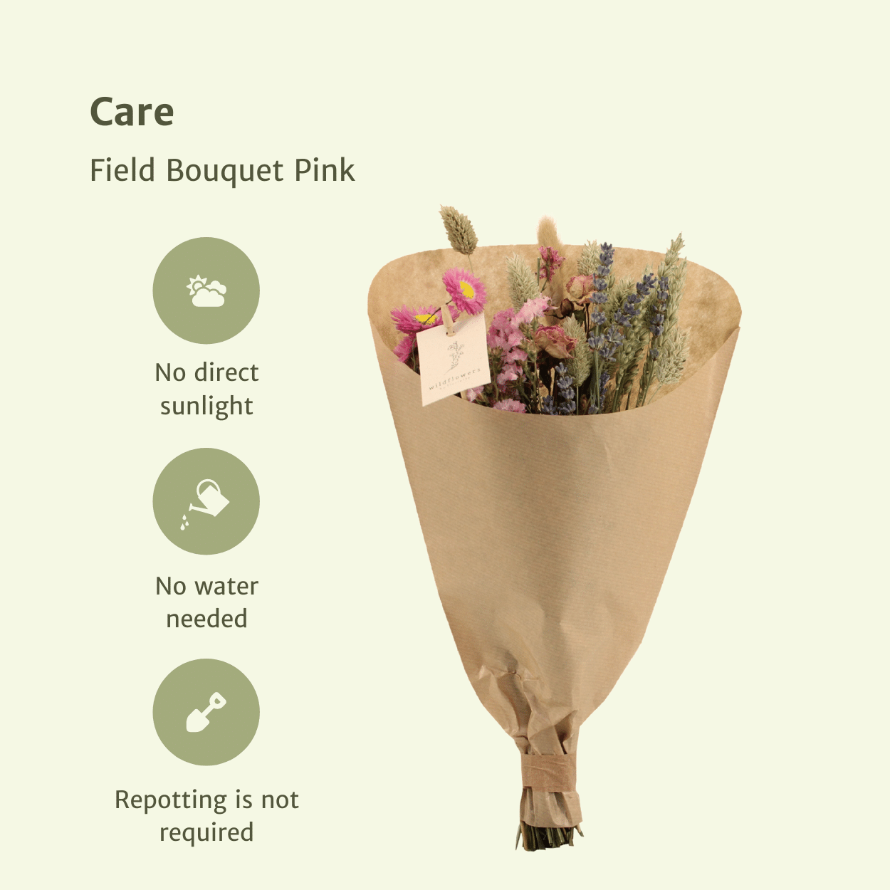 Trockenblumen Feldblumenstrauß Rosa Ø15cm | Pflanzfix24.de - Pflanzfix24.de