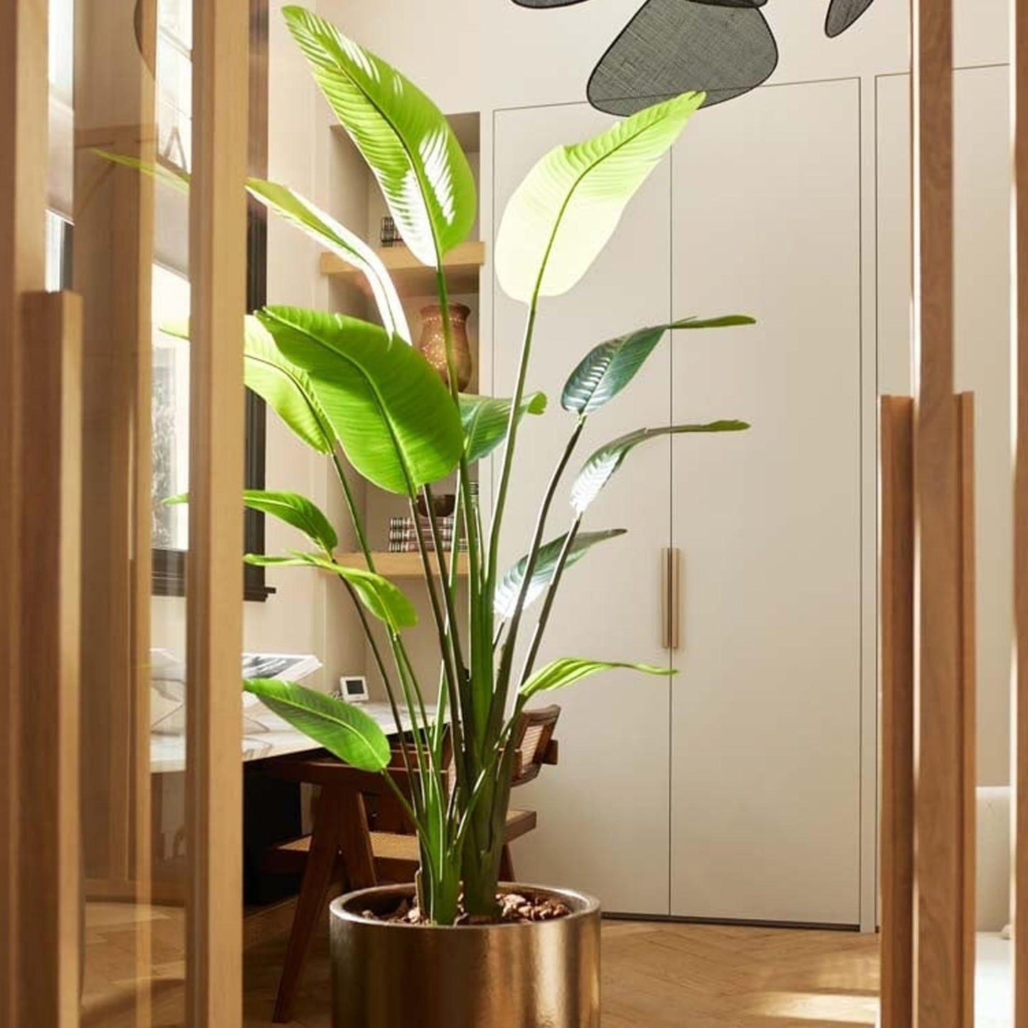 Strelitzia nicolai - 180 cm - In zwarte pot - Kunstplant - Pflanzfix24