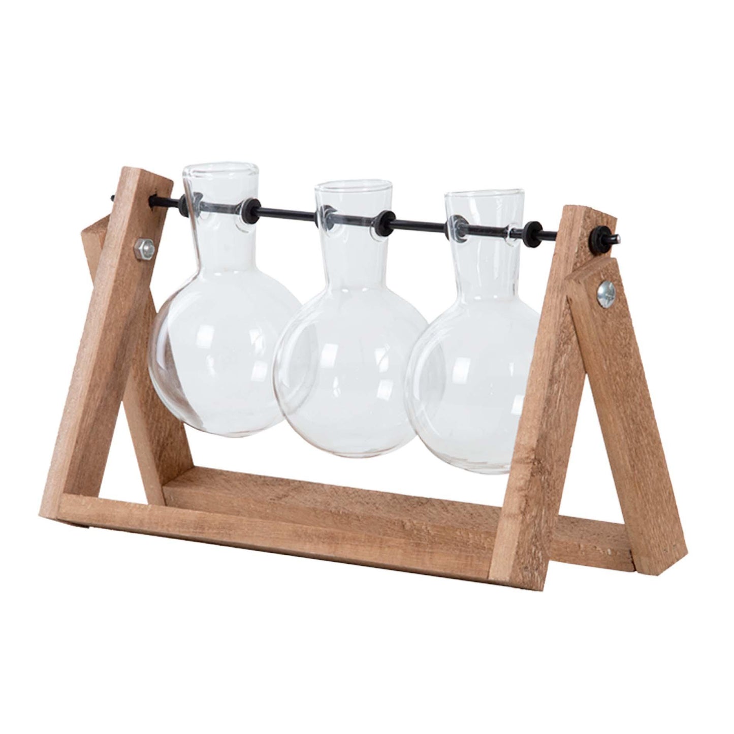 Cutting Stand - 3 Glass Vases - Hydroponic Vase for Cuttings - Wooden - Cultivation Station - Pflanzfix24