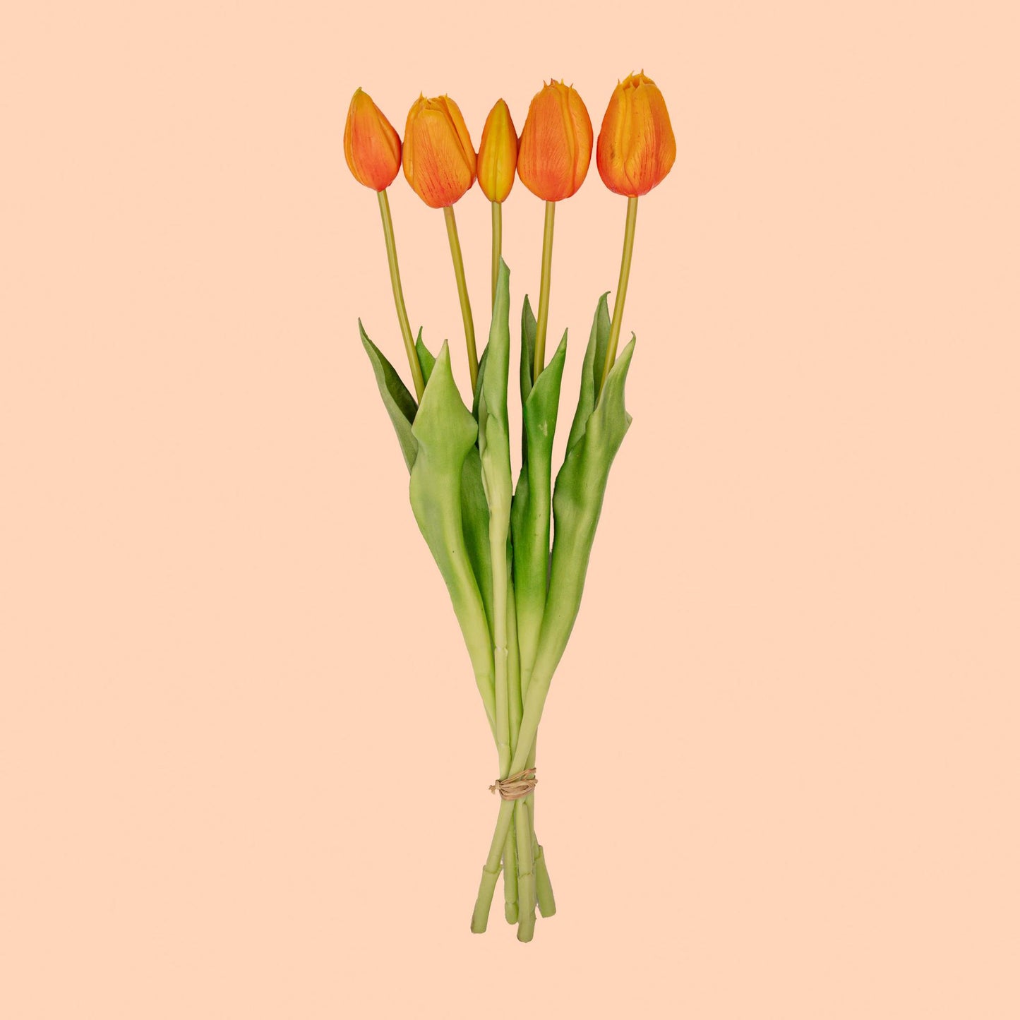 Kunst Tulpen Bouquet Orange 5 Stück – Real Touch 42 cm | Pflanzfix24.de - Pflanzfix24.de