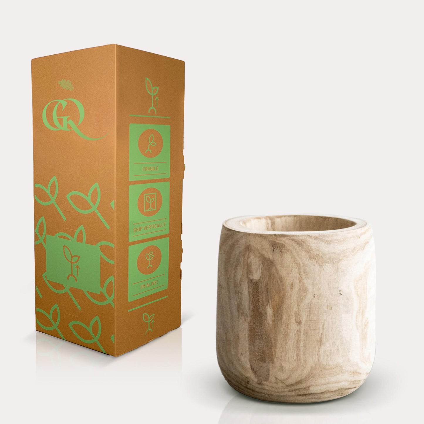 Pia Blumentopf aus Holz - Hellbraun - L - Pflanzfix24.de - Pflanzfix24.de