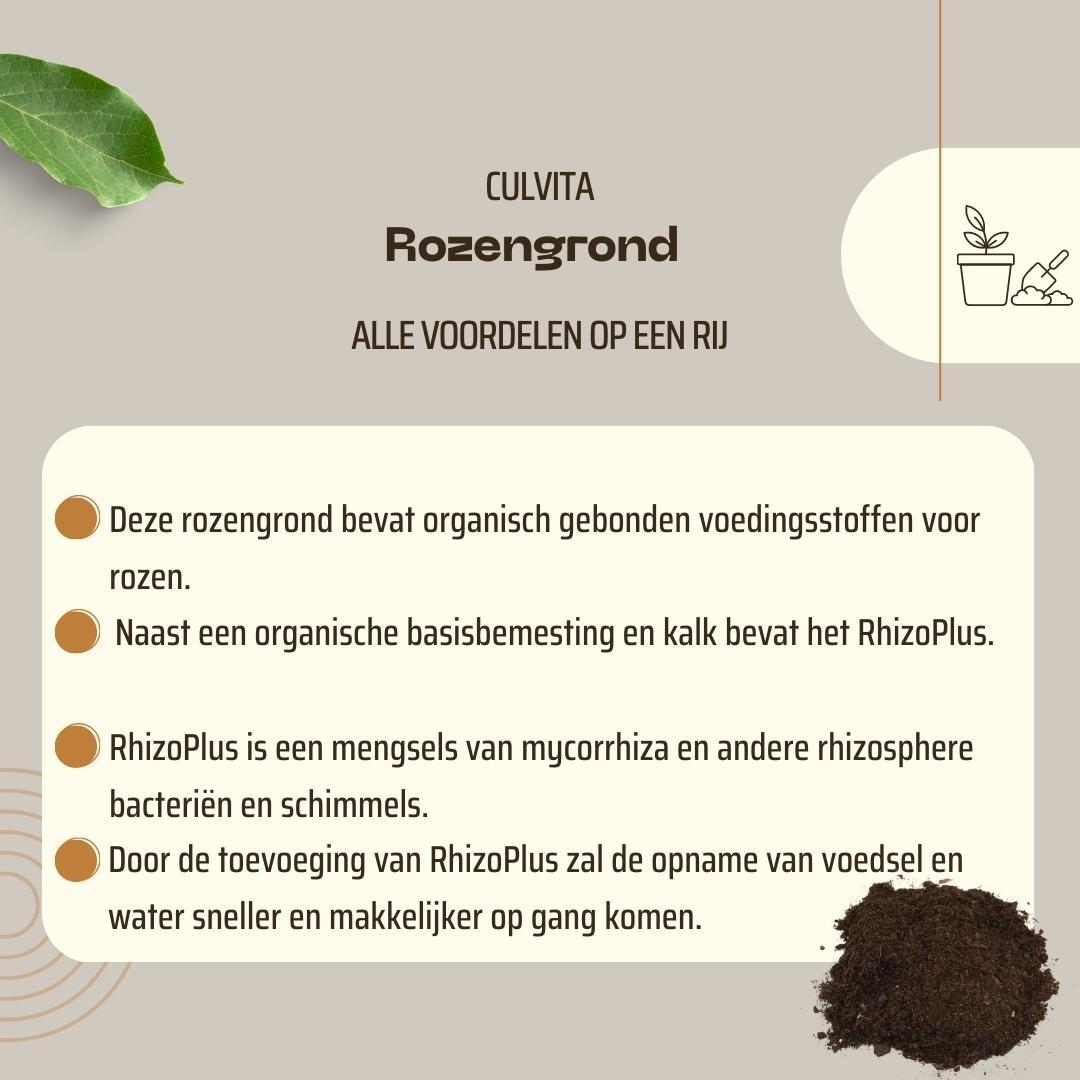 Culvita - Rosenerde 40 Liter - Blumenerde für Rosen geeignet - inklusive RhizoPlus Wurzelverbesserer - Pflanzfix24.de - Pflanzfix24.de