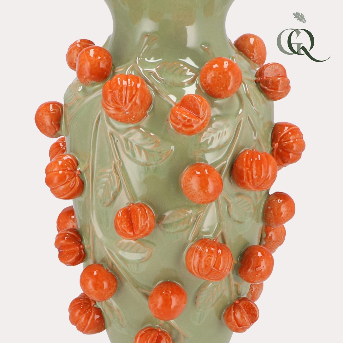 Vaas steen M - H38 W24 - Pistache green- Manderin - Pflanzfix24