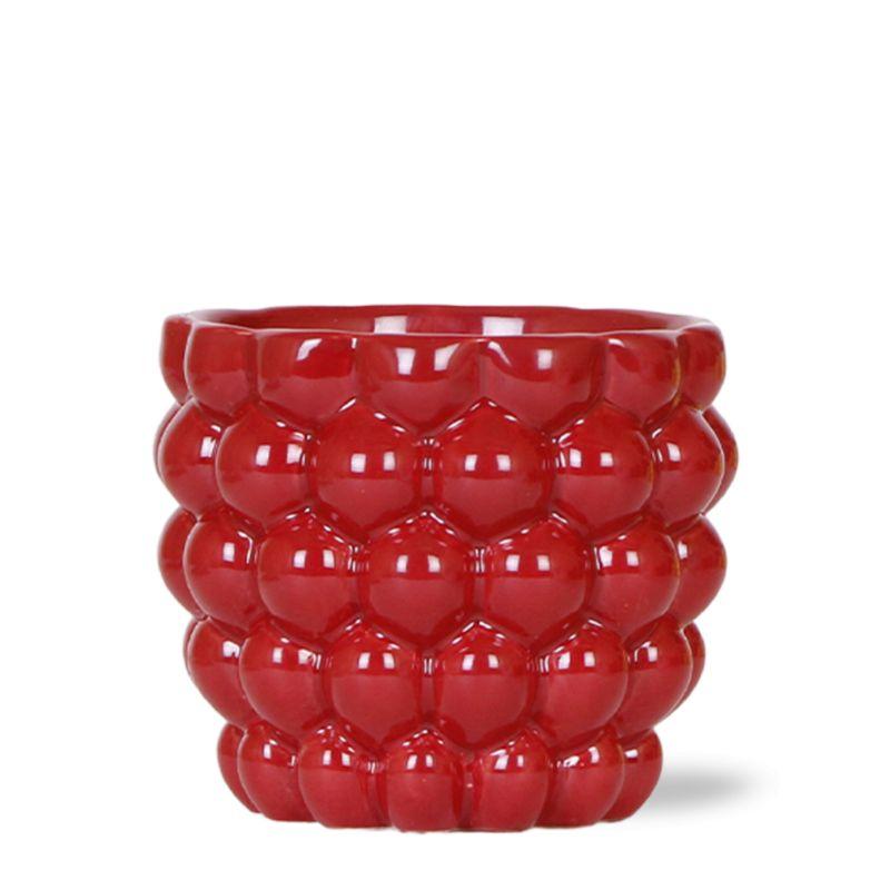 Berry Blumentopf Rot Ø12cm – Großer Keramik-Ziertopf mit Beerenstruktur | Pflanzfix24.de - Pflanzfix24.de