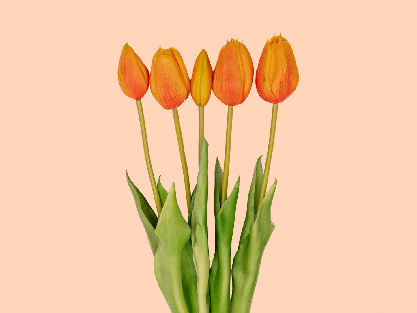 Kunst Tulpen Bouquet Orange 10 Stück – Real Touch 42 cm | Pflanzfix24.de - Pflanzfix24.de