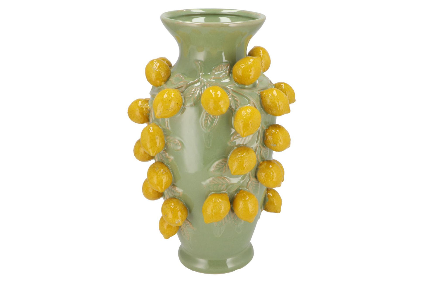 Vaas steen M - H38 W24 - Pistache green- Lemon - Pflanzfix24