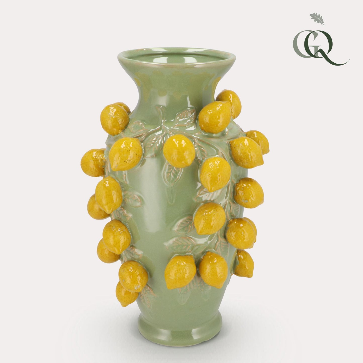 Vaas steen M - H38 W24 - Pistache green- Lemon - Pflanzfix24