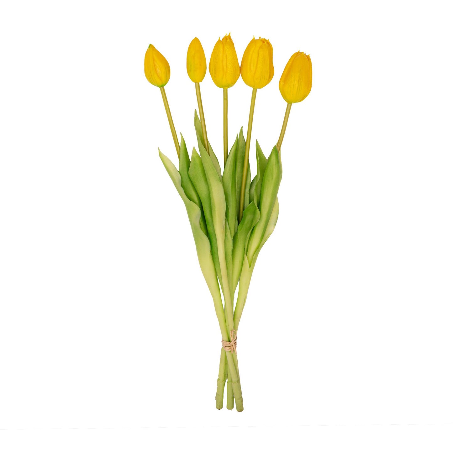 Kunst Tulpen Bouquet Gelb 5 Stück – Real Touch 42 cm | Pflanzfix24.de - Pflanzfix24.de