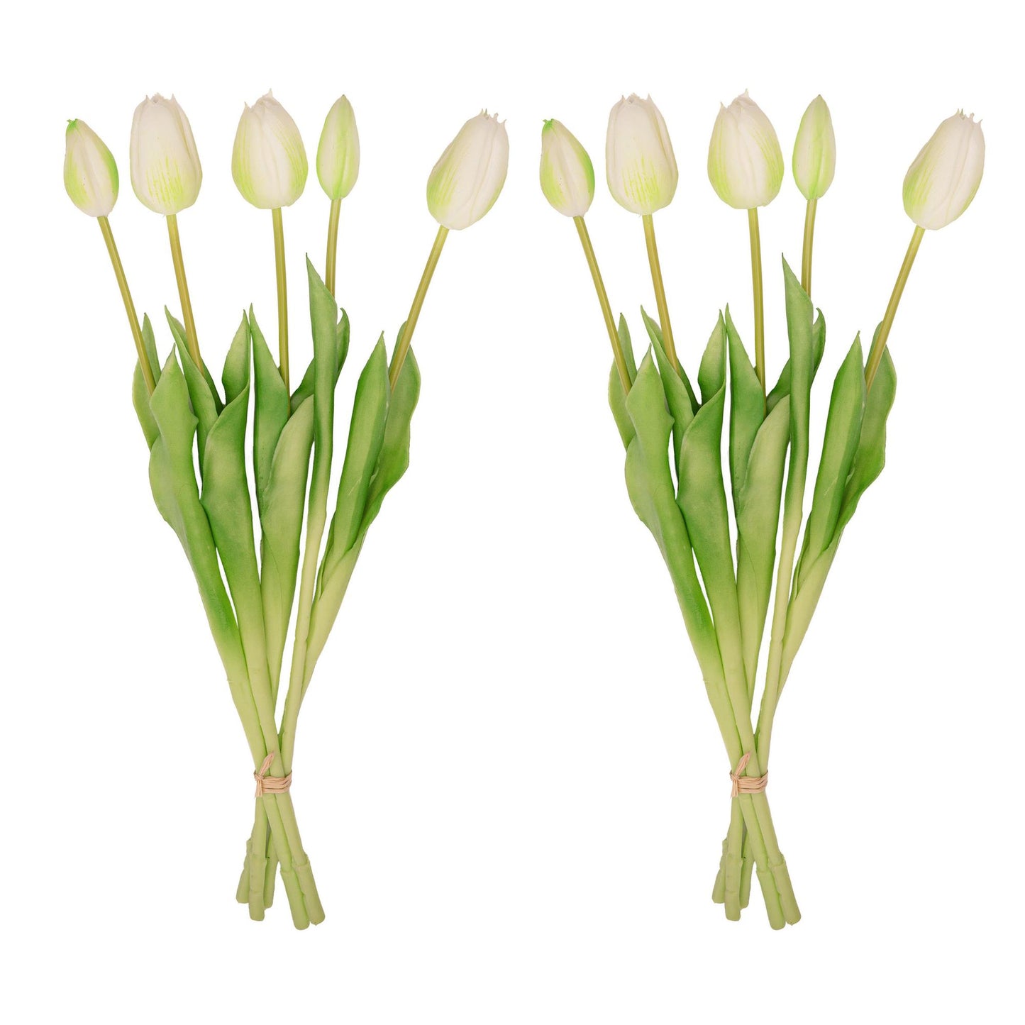 Kunst Tulpen Bouquet Weiß/Grün 10 Stück – Real Touch 42 cm | Pflanzfix24.de - Pflanzfix24.de