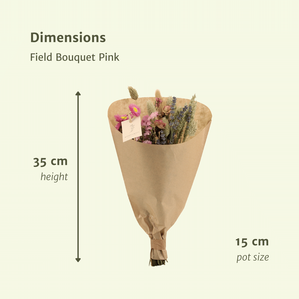 Trockenblumen Feldblumenstrauß Rosa Ø15cm | Pflanzfix24.de - Pflanzfix24.de