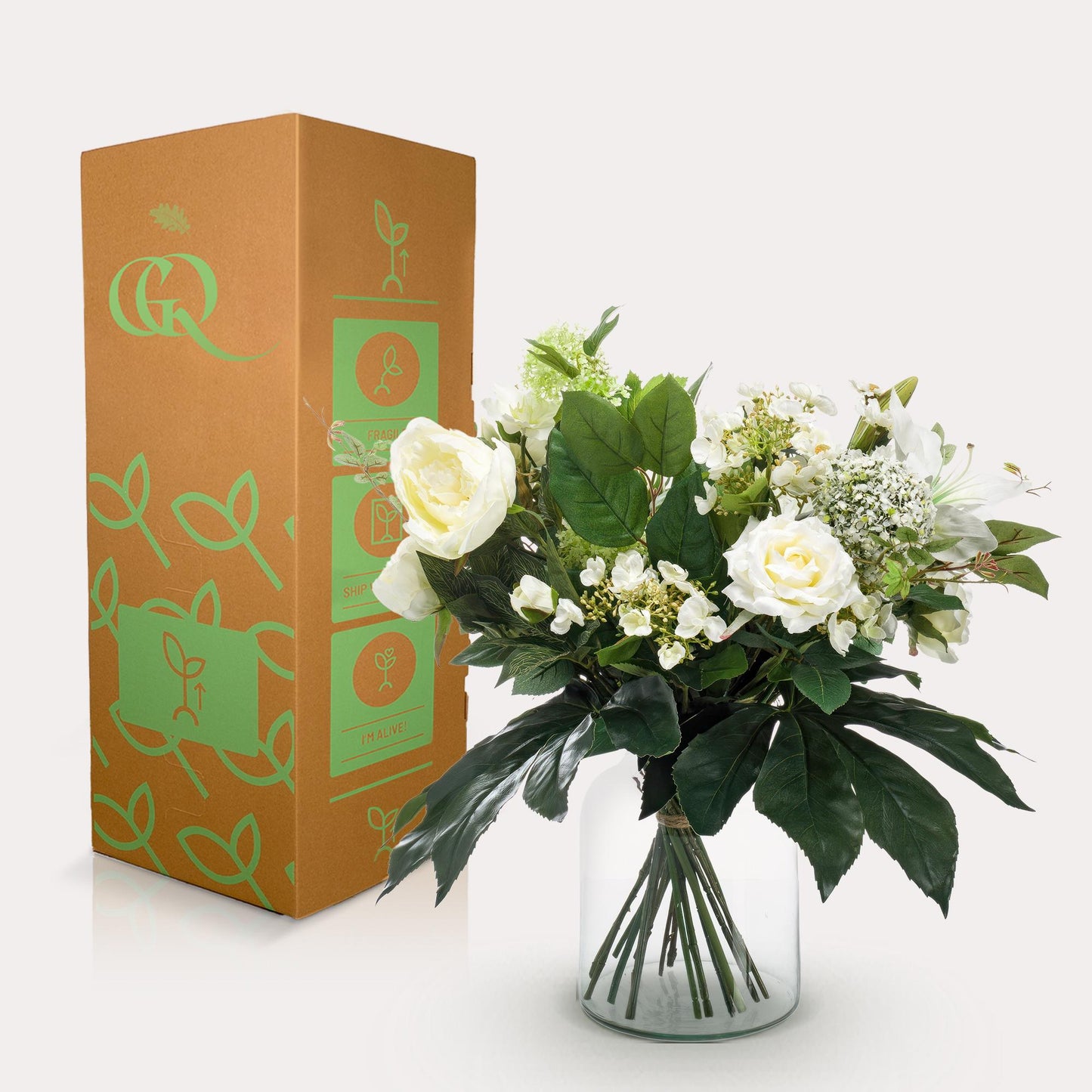 Kunstblumenstrauß Bouquet M – White Dream – 60 cm - Pflanzfix24.de - Pflanzfix24.de