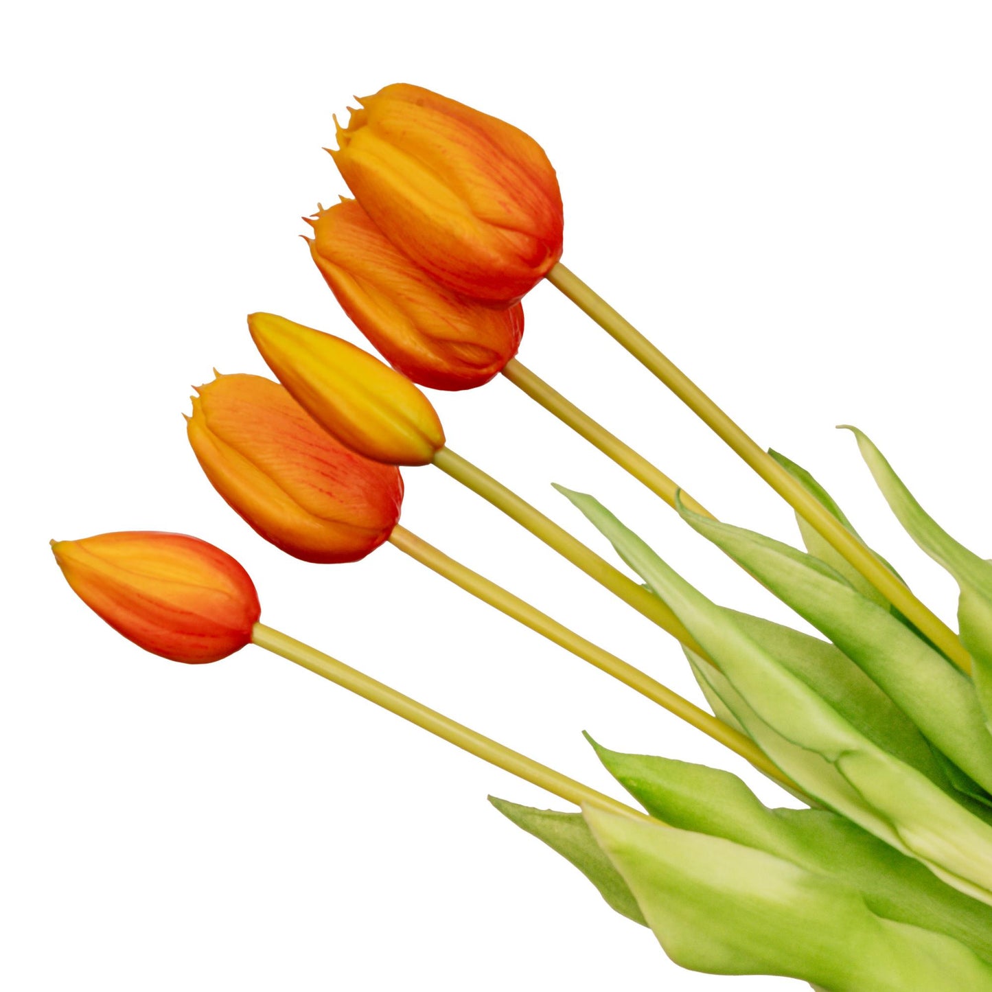 Kunst Tulpen Bouquet Orange 5 Stück – Real Touch 42 cm | Pflanzfix24.de - Pflanzfix24.de