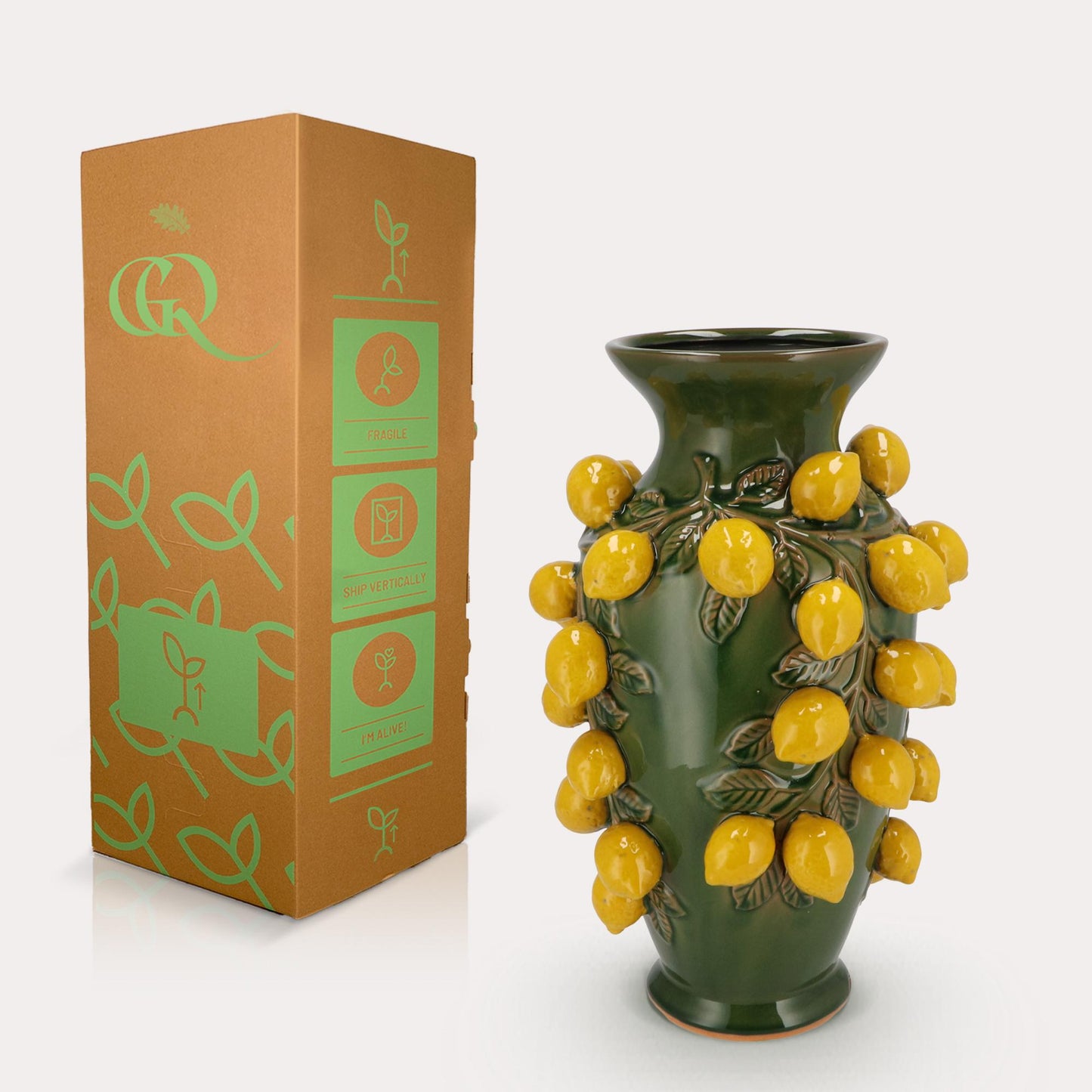 Vaas steen M - H38 W24 - Green- Lemon - Pflanzfix24