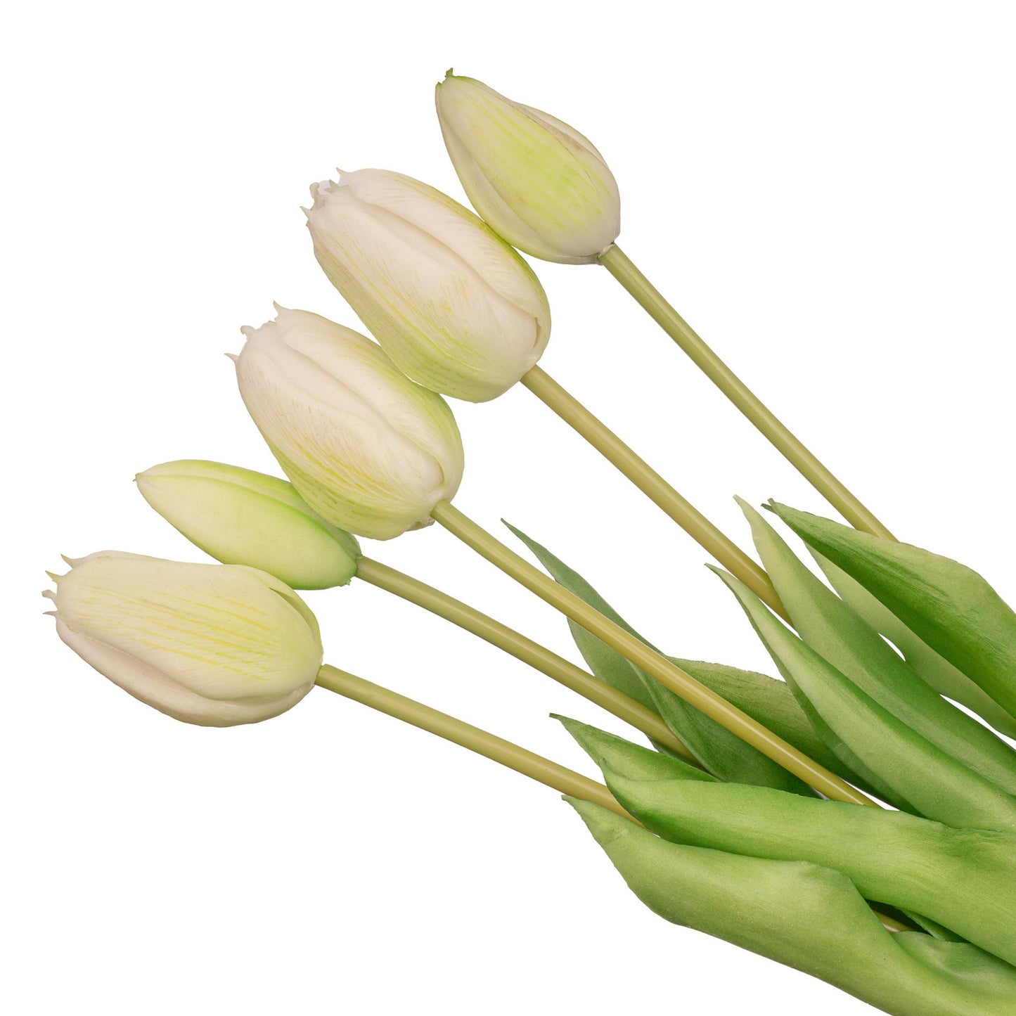 Kunst Tulpen Bouquet Weiß/Grün 10 Stück – Real Touch 42 cm | Pflanzfix24.de - Pflanzfix24.de