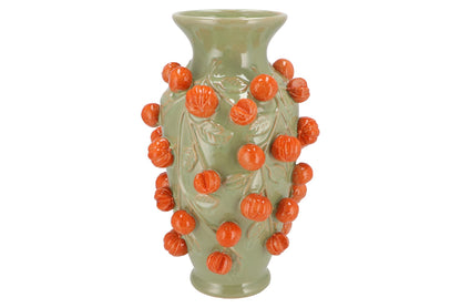 Vaas steen M - H38 W24 - Pistache green- Manderin - Pflanzfix24