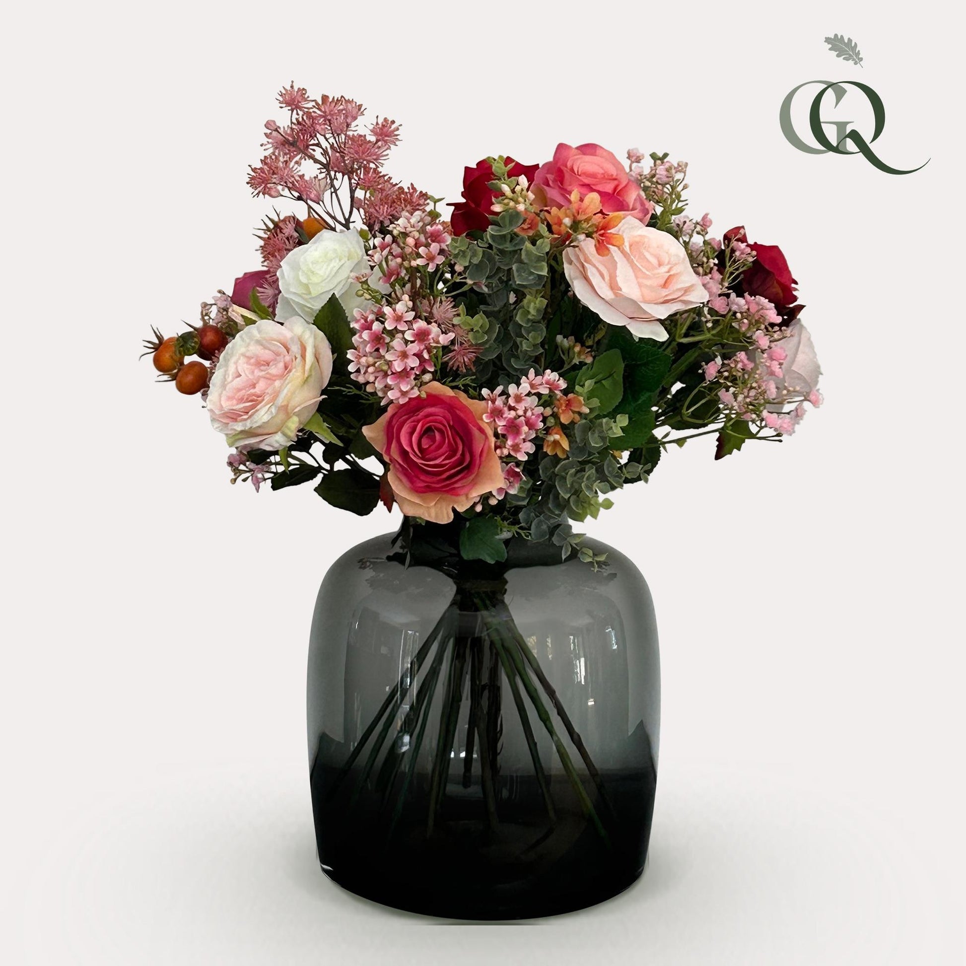 Kunstblumenstrauß Flame Roses 45 cm | Pflanzfix24.de - Pflanzfix24.de