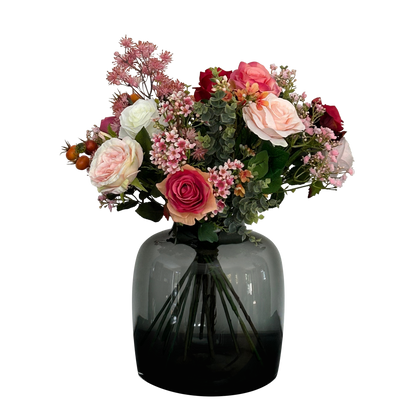 Kunstblumenstrauß Flame Roses 45 cm | Pflanzfix24.de - Pflanzfix24.de