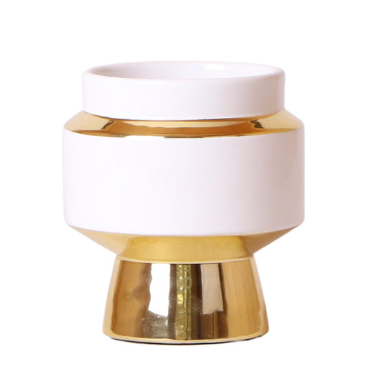 Kolibri Home Le Chic Blumentopf Weiß Ø9cm mit Gold – Keramik | Pflanzfix24.de - Pflanzfix24.de