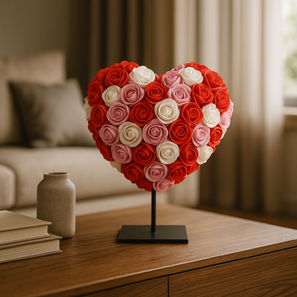 Herz DELUXE auf Ständer 25 cm - Gemischter roter, rosa und weißer Schaum - Pflanzfix24