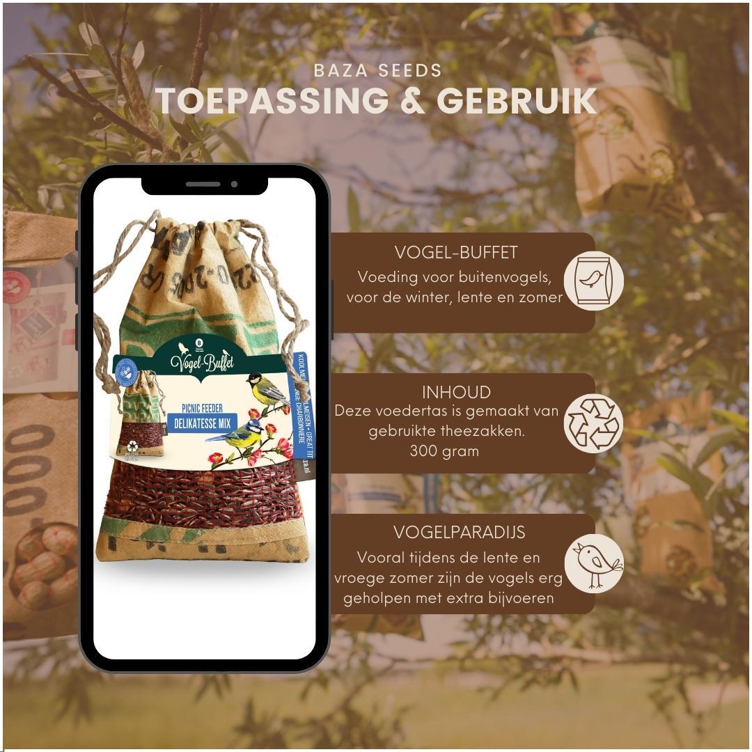 Vogelbuffet Picknickmischung 4er Set – Vogelfutter & Futterbeutel | Pflanzfix24