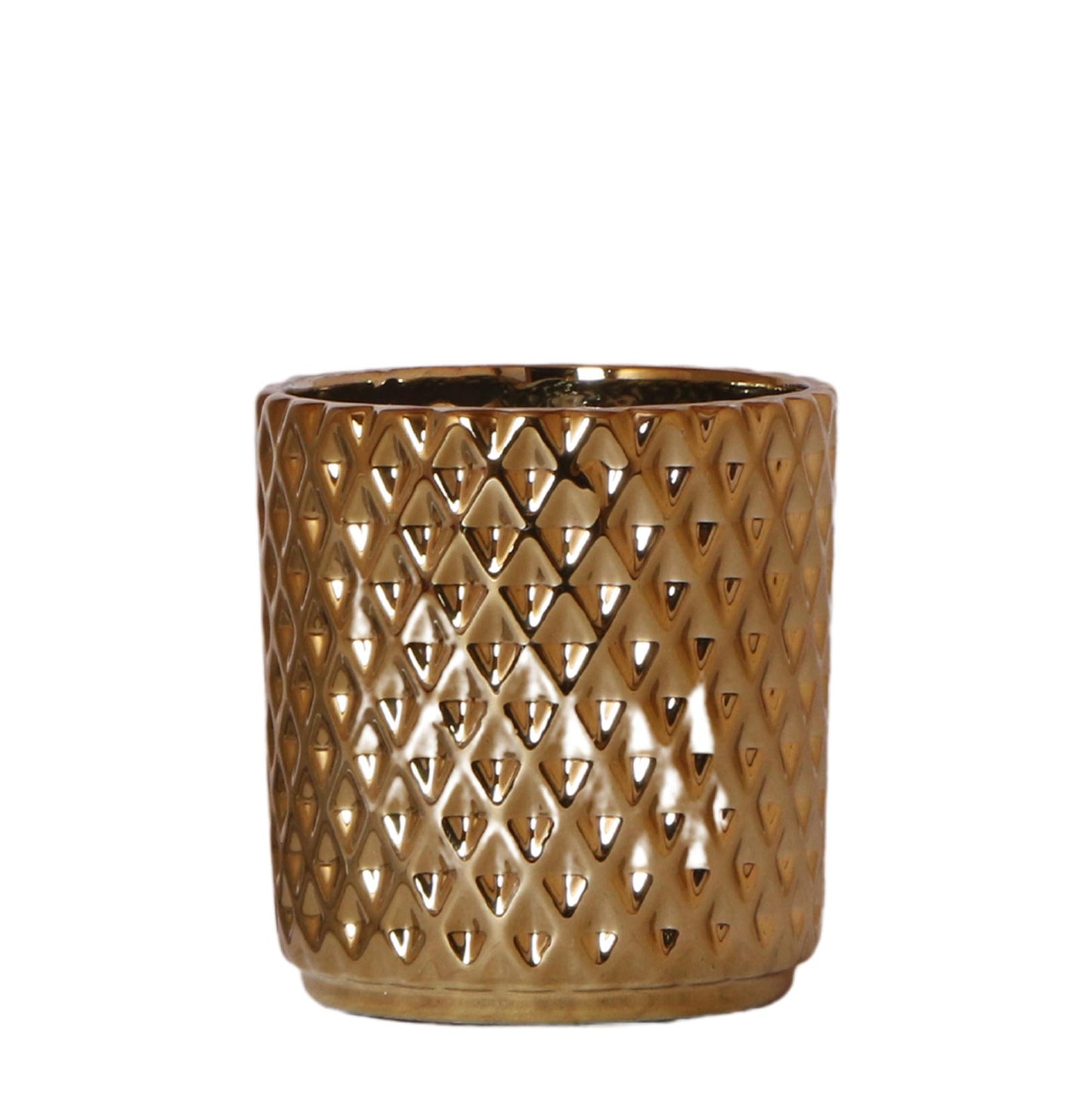 Metallischer Diamant Blumentopf Ø9cm – Goldener Keramik Ziertopf | Pflanzfix24.de - Pflanzfix24.de