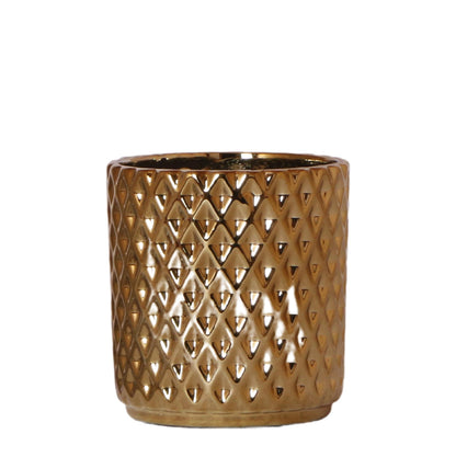Metallischer Diamant Blumentopf Ø9cm – Goldener Keramik Ziertopf | Pflanzfix24.de - Pflanzfix24.de
