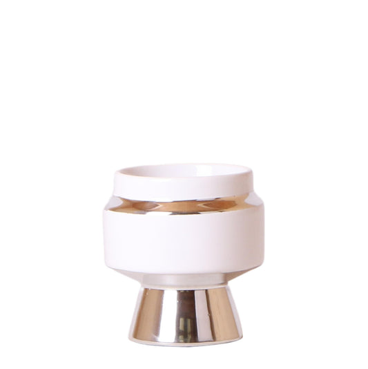 Kolibri Home Le Chic Blumentopf Weiß Ø6cm mit Silber – Keramik | Pflanzfix24.de - Pflanzfix24.de