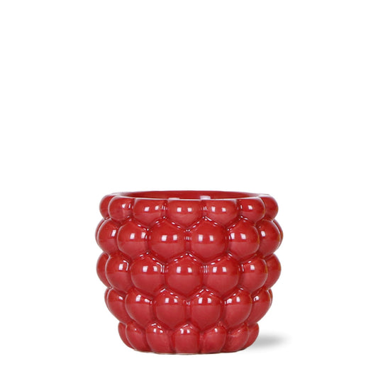 Berry Blumentopf Rot Ø9cm – Dekorativer Keramiktopf mit Beerenstruktur | Pflanzfix24.de - Pflanzfix24.de