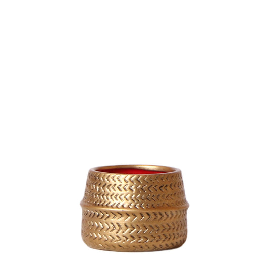 Pflanzfix24.de | Groove Blumentopf - Goldener Keramik-Topf - Ø6cm - Pflanzfix24.de