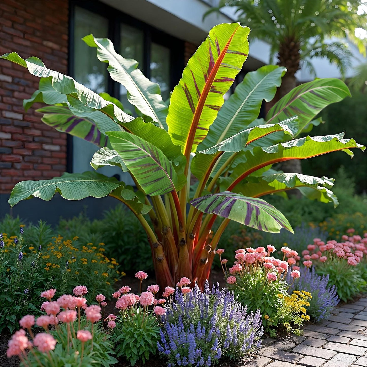 Pflanzfix24 - Bananenpflanze Musa sikkemensis Red Tiger - 6 Pflanzen - Topf 12cm