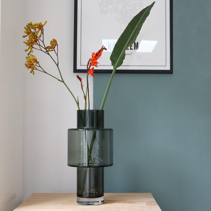 Glasvase Juba M Grau 40 cm – Pflanzfix24.de - Pflanzfix24.de