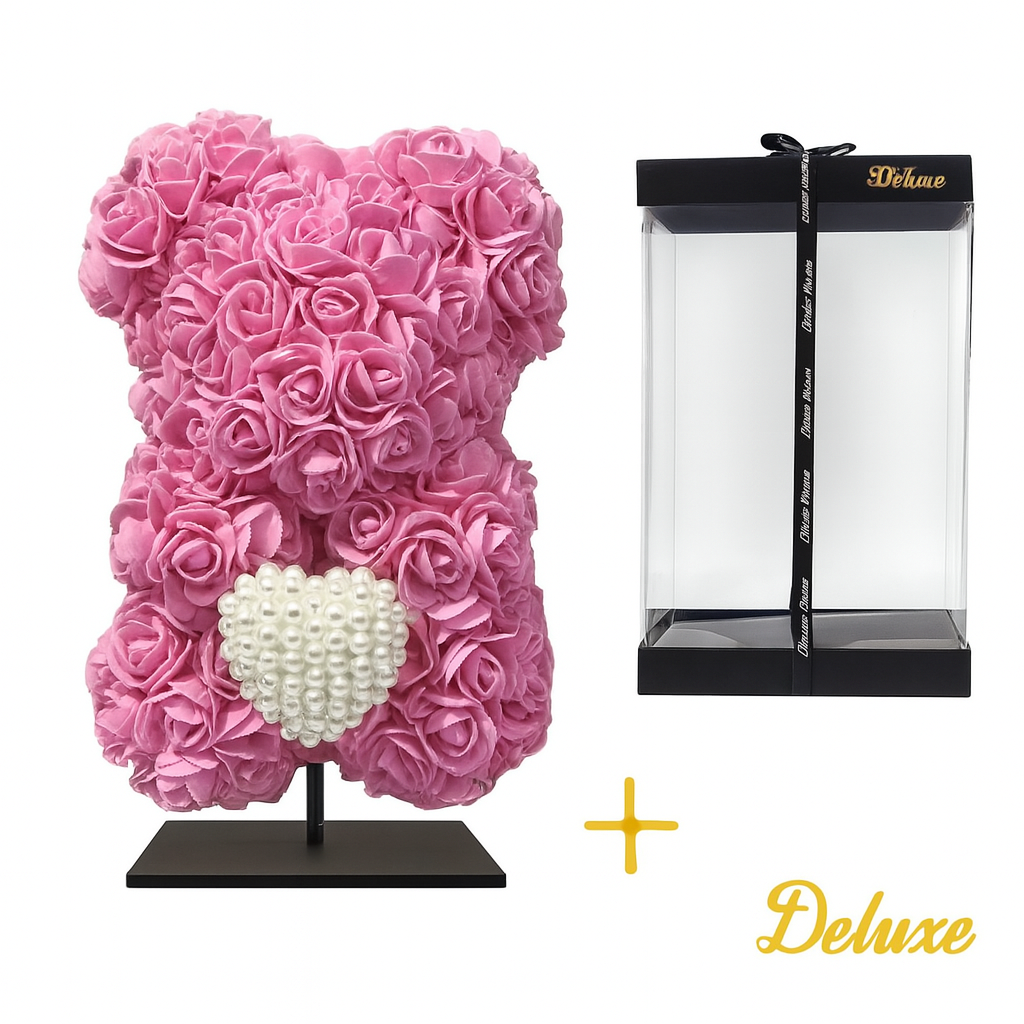 Beer DELUXE auf Ständer 25 cm - Fuchsia-Rosa Schaumstoff mit Diamantherz - pflanzfix24