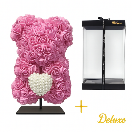 Beer DELUXE auf Ständer 25 cm - Fuchsia-Rosa Schaumstoff mit Diamantherz - pflanzfix24