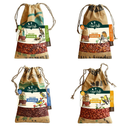 Vogelbuffet Picknickmischung 4er Set – Vogelfutter & Futterbeutel | Pflanzfix24