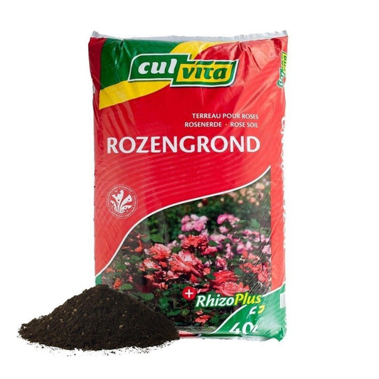 Culvita - Rosenerde 40 Liter - Blumenerde für Rosen geeignet - inklusive RhizoPlus Wurzelverbesserer - Pflanzfix24.de - Pflanzfix24.de