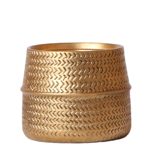 Pflanzfix24.de | Groove Blumentopf - Goldener Keramik-Topf - Ø12cm - Pflanzfix24.de
