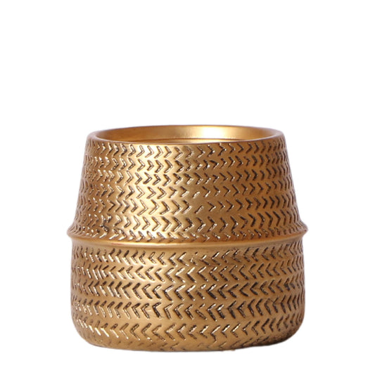 Pflanzfix24.de | Groove Blumentopf - Goldener Keramik-Topf - Ø9cm - Pflanzfix24.de