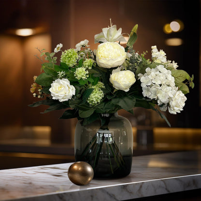 Kunstblumenstrauß Bouquet M – White Dream – 60 cm - Pflanzfix24.de - Pflanzfix24.de