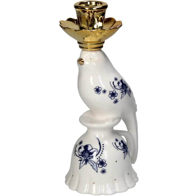 Kandelaar - Vogel Porcelijn - Delfts Blauw ↑ 21 cm - Pflanzfix24.de - Pflanzfix24.de